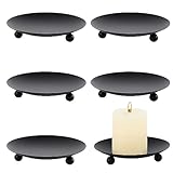 Nizirioo 6 Stück Kerzenhalter Stumpenkerzen: Rund Metall Stumpenkerzenhalter, Duftkerzenfuß, Kerzenständer für Tischdekoration, Hochzeit, Party(Schwarz, 9 cm)
