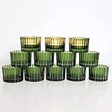 Vohocandle Grüner Teelichthalter, 12er-Set, Kerzenhalter aus Glas für Hochzeitstischdekoration, Teelichter, Kerzenhalter für Heimdekoration