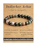 Landorilo Handmade Echte Naturstein Perlen Heilsteine Armband Damen Herren, 8MM Runde Edelsteine Yoga Armbänder, Glücksarmband, Kreative Schmuck Geschenke(Indischer Achat)
