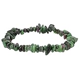 Lebensquelle Plus besonderes Splitterarmband | Handgefertigtes Elastisches Stretch Splitter Armband | Echter natürlicher Edelstein (Zoisit mit Rubin)