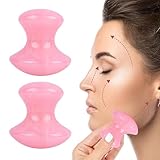 2 Stück Gua Sha Pilzform Massage Werkzeug,Pilz-Form Gua Sha Massagewerkzeug,Gua Sha Pilz Massage Steine,Pilzform Eye Gua Sha Set,Rosenquarz Roller,Für Falten Entfernen Und Spa (Rosa）