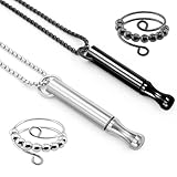 Angst Halskette,mit Ringen Rauchen Aufhörhilfe Rauchen Aufhör Ringe Panikattacken Hilfe Anti Stress Ring Atemkette für Männer und Frauen Meditationshilfe Stressabbau (Schwarz und Silber)