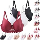 XCXC 3er Pack Damen BHS mit Bügel 85–115 B/C Große Größen Push-Up Spitzen-BH mit Verstellbaren Trägern Leicht Atmungsaktiv Komfort Unterwäsche für Alltag und Freizeit