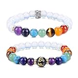 UEUC Chakra-Armbänder für Frauen, Yoga 7 Chakra-Kristalle, Edelstein-Armband, 8 mm Kristall-Meditations-Energieausgleichsarmbänder(#19)