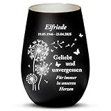 Love Faith - Unvergessen - Personalisiertes Trauerlicht als Andenken an Verstorbene - Windlicht, schwarz & Silber