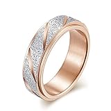 Whoiy Titanringe Verlobungsringe, Rotatable Ring Edelstahl Roségold Farbiger, Mattierter, Drehbarer Angstring für Frauen 57 (18.1) Kostenlos Gravieren