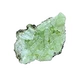 Prehnit Kristall Stufe | 100% natürliche Edelstein-Druse | Formschöne Kristalle | Grüner Schimmer | Edelstein-Deko | Lade und Entladestein (1 Stein M [2cm-4cm])