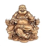 Elionless Lachender Buddha-Statue, chinesische Feng Shui Lachender Buddha-Figur Ornament Home Office Dekoration ziehen Reichtum und Glück an (Bronze)