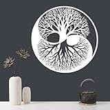 Metall-Wand-Kunst-Baum- - Metall Wanddeko Deko Für Die Wand | Rundes Eisen, Moderner Großer Baum, Wanddekoration Für -Außen- Und Innenwanddekoration, Schwarz, Weiß