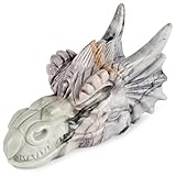 LEADGEM 6,3 cm Drachenschädel Kopf Statue Picasso Jaspis Kristall Tier Briefbeschwerer Sammelfiguren handgeschnitzt Reiki Heilender Drachenschädel Gothic Dekor für Zuhause, Büro