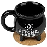HOTUT Kesselbecher,Hexenkessel Kaffeetasse,Witches Brew Mug ideal für Heiß- & Kaltgetränke,Hexen Keramik Tasse,Hexenkessel Becher,Geburtstag Halloween Ostern Geschenk(Schwarze)