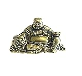 WOO MANTO Lachender Buddha Statue aus Messing, 4 x 2,6 x 2,2 cm, 50-52g, Maitreya Buddha Figur mit großem Bauch