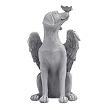 FakeFace Hunde Engel Gedenkstatue, Hautier Grabstein Denkmal Grab Marker Tribut Statue, Garten Deko Polyresin-Engelfiguren Statue Schlafender Hund Statue mit Flügeln Katzen Hunde Gedenkstein