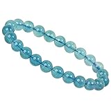 ELEDORO Handgefertigtes Edelstein Perlen Stretch Armband - Echte Steine 8mm (Fluorit blau)