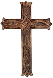 KSJONE Antikes Design, rustikaler und Vintage-Look, hölzernes Wandkreuz zum Aufhängen, dekorative religiöse Altar-Spiritualität, Skulptur, Heim- und Wohnzimmerdekoration (25cm x 16cm x 1.2cm)