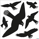 HERMA 5999 Warnvögel Vogel Aufkleber Set für Fensterscheiben groß, 6 Stück, 30 x 30 cm, selbstklebend, ablösbar und wiederverwendbar, Vogelschutz für Fenster aus wetterfester Hart-Folie, schwarz