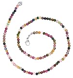 Taddart Minerals – Bunte Halskette aus dem natürlichen Edelstein Wassermelonen Turmalin mit 4 mm Kugeln und 45cm Länge – handgefertigt