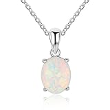 YAZILIND Valentinstag Halskette Silber Kristall Opal s925 Frauen Halskette (Anhänger + Kette)