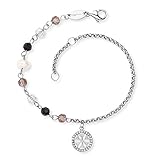 Engelsrufer Damen Armband silber aus Edelstahl, Glasperlen und Lebensblume Anhänger - besetzt mit 24 weißen Zirkonia -in zwei Längen verstellbar - nickelfrei