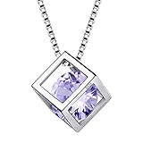 Aurora Tears Dezember Birthstone Anhänger Blue CZ Square Anhänger Halskette Geburtstagsgeschenke für Frauen und Mädchen 17.7' DP0028D