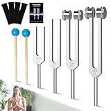 DiDiBirDi Stimmgabel-Set, 4-teilig, 128 Hz, 256 Hz, 512 Hz, 1024 Hz, Chakra-Stimmgabeln für die Yoga, Meditation, Chakra Balance, Entspannung