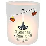 Mr. & Mrs. Panda Kerze Sternzeichen Waage - Geschenk, Windlicht Kerze, Tierkreiszeichen, Geburtstag Oktober, Windlicht Glas, Hummel, Windlicht Zur