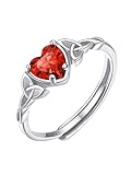 ChicSilver Silber Ringe 925 Frauen Verstellbar Ring Zirkonia Keltischer Knot Silberring Damen Bling Ring mit Herz Gebursstein Rubin Ring Verlobungsring Eheringe Engagement Ringe Schmuck für Tochter