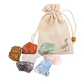 7-teiliges Heilkristall-Set, Bunte Echte Kristalle und Heilsteine, Energiekristalle für Anfänger, Meditation, Yoga, Natürliche Trommelkristalle und Rohe Chakra-Steine ​​und