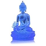 fumooa Tibetische Medizin Buddha Statue, Durchscheinendes Harz Buddha Skulptur Dekor Spirituelles Dekor Sammler StüCk - Blau