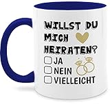 Tasse Tassen 325ml - Hochzeit - Willst du mich heiraten - Ja Nein Vielleicht schwarz - 325 ml - Dunkelblau - mit frage 'willst hochzeitsgeschenk heirat hochzeitsgeschenke hochzeits gastgeschenke