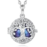 EUDORA Harmony Ball Bola Klangkugel Kette Schwangerschaft Schutzengel Anhänger für Damen, Baum des Lebens Engelsrufer Kette mit Anhänger Lebensbaum Schmuck Geschenke für Frauen, 114cm + 76cm