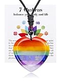 CrystalTears 7 Chakra Kette Herz Anhänger Heilsteine Reiki Halskette Edelstein Schmuck Damen Geschenk für Mutter Freundin