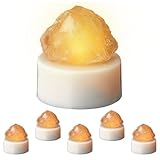 Cepewa 1 x 6er Set LED Teelicht Himalaya Kristallsalzlampe 'Salt Range Pakistan' Nachtlampe Salzlampe Salzkristall (1 x 6er Set LED Teelicht)