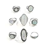 XFSRG 8 Stück Türkis Ringe Damen Retro Stil Ring Set Modisch und Individuell für den Alltag Partys und Musikfestivals