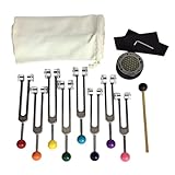 Tagtight Chakra Stimmgabel Set Zur Heilung, Stimmgabel Therapie, Stimmgabeln Neurologie Tuning Fork mit Stimmgabel-Aktivator Zur Yoga, Meditation, Klangtherapie, Weniger Stress, Entspannung