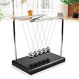 XRPRPX Newton's Cradle Balance Ball mit 5 Kugeln, Pendel, Newton-Pendel, Lernspielzeug aus Metall mit Massivholzsockel, für Büro, Haus