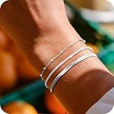 WUMZIRA 3 pcs Armband Damen 925 Silber Armbänder Silver Armband Set Verstellbare Stapelbare Kettenarmband für Damen Mädchen