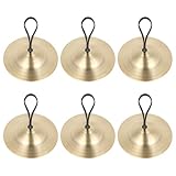 6 Stück Finger Becken, Bauchtanz Finger Cymbal Messing Mini Brass Fingerzimbeln Mit Elastischen Band, Party Instrument Musikinstrument Zimbeln Kit für Tänzer Ball Party (3 Paar)