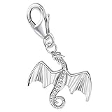 Goldene Hufeisen Drache Charm Anhänger 925 Echt Silber 24 x 15mm Damen Herren Drachen