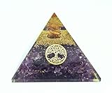 Orgonit Pyramide mit echten Edelsteinen Energieharmonisierung mit Heilsteinen Kupferspirale Lebensbaum | Energie Schutz Glück Harmonie (Ametyst (lila), 6 x 6 cm)