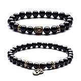 YAZILIND Om Buddha Buddhist Perlen Armband - 8mm Holzperlen - OM - Yoga # 1 + # 3