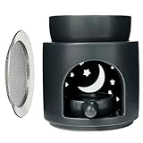 Zweiapappel Räucherstövchen Duftlampe mit Räuchersieb und Keramik Öldiffusor Schale Anthrazit Duftwachs diffusor Weihrauch Kräuter Burner (Sternenpracht)