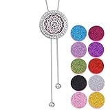 RIXERKOC Ätherisches Öl Diffusor Halskette für Damen, Aromatherapie Anhänger Halskette verstellbares Edelstahl Kette mit 10 Filz Pads, ätherisches Öl Schmuck Geschenk für Frauen Männer (C)