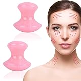 2 Stück Gua Sha Pilzform Massage Werkzeug,Gua Sha Rosenquarz,Gua Sha Pilz Massage Steine,Massagesteine Gesicht,Pilzform eye Gua Sha Set für Gesicht und Augen, für Falten Entfernen und SPA