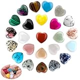 24 Stück Herz Stein, Herzförmige Kristalle und Edelsteine Set, Reiki Chakra Energie Balancing Kristall Set, Heilsteine in Spirituelle Heilung Meditation für Yoga Anfänger
