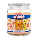 Haribo Duftkerze im Glas mit Deckel | Peach Paradise | Duftkerze Fruchtig | Kerzen lange Brenndauer (100h) | Geschenke für Frauen | Duftkerze Groß (510g)