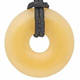 Lebensquelle Plus Orangencalcit Donut Ø 30 mm + Baumwollband | Edelstein Anhänger | Echte Heilsteinkette inkl. Band