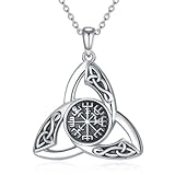 YAFEINI Wikinger Halskette 925 Sterling Silber Keltischer Knoten Anhänger Kette Vegvisir Anhänger Halskette Wikinger Amulett Schmuck für Herren Damen (Keltischer Halskette)