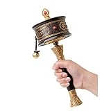 GZKDKZB Tibetisches Gebetsrad, Kupfer-Handgebetrad zum Beten, Segnen, Meditieren, Heilen, Entspannen, Yoga