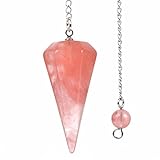 JUSTINSTONES Synthetischer Kirschquarz-Edelstein, Bergkristall, sechseckig, spitz, Reiki-Chakra-Anhänger, Pendel